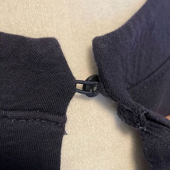 LOFT Navy Blue Embroidered Floral Bell Sleeve Knee Length Dress Size Medium - Picture 4 of 7